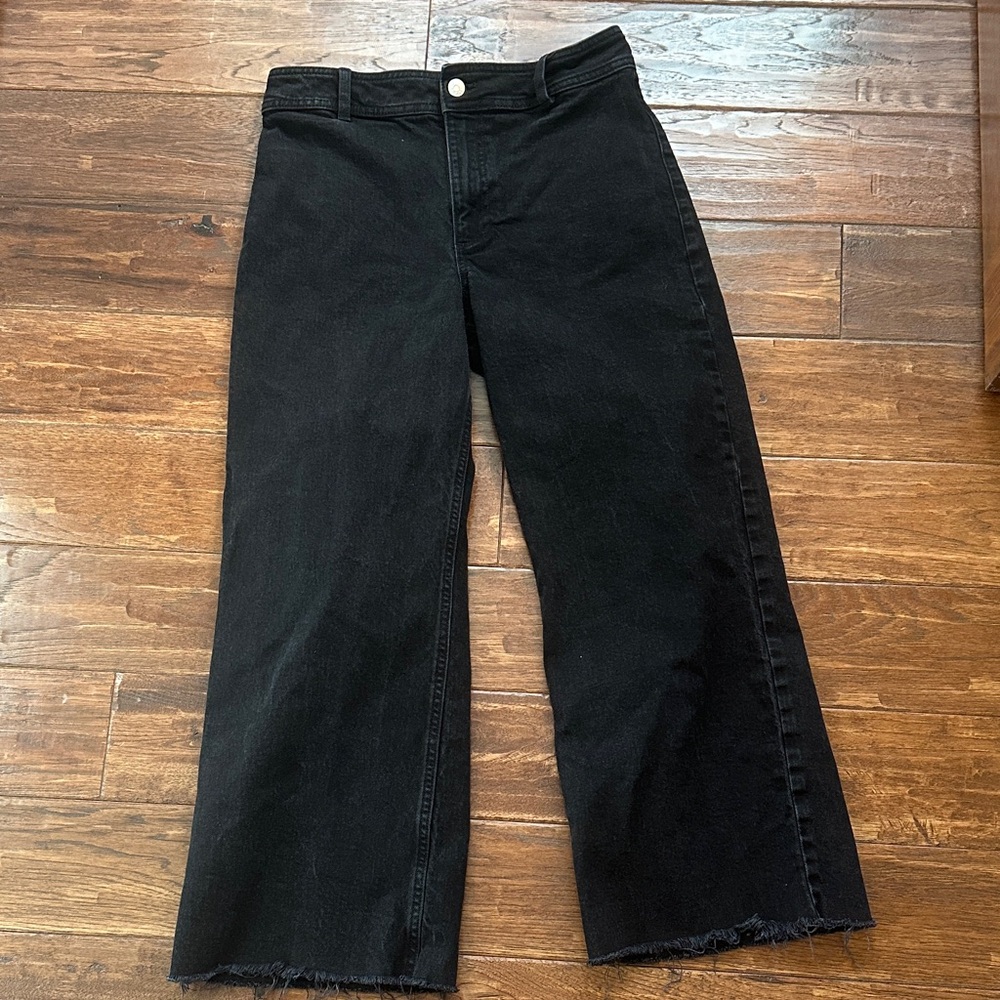 Mango Black Flare Wide-Leg Jeans